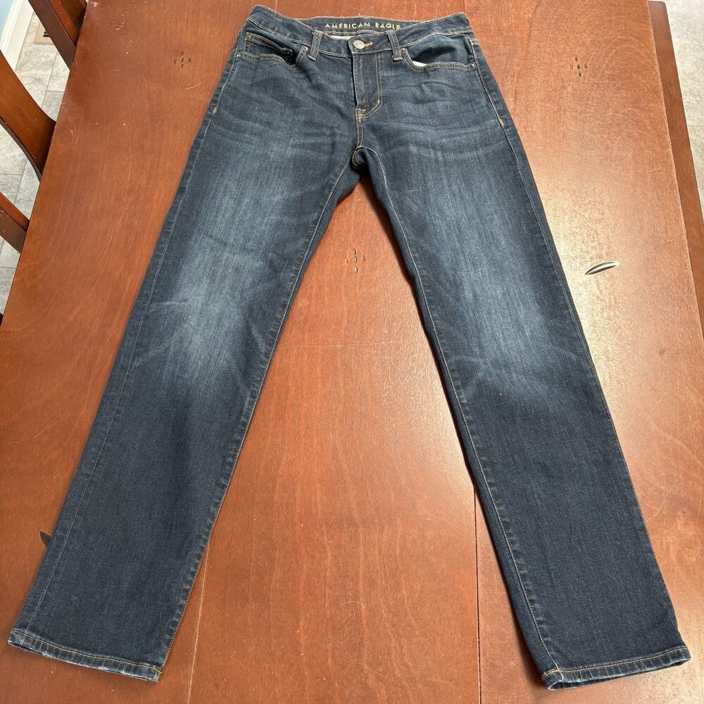 American Eagle Jeans Mens 28x30 Blue Original Straight Dark Wash Stretch Denim